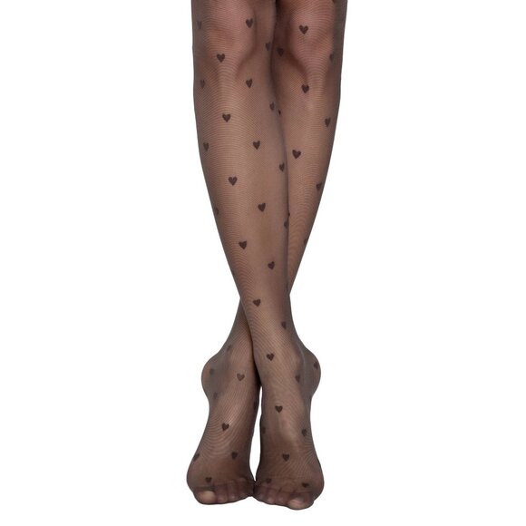 Conte Bonheur 20 Den - Fantasy Women's Tights with a "heart" pattern - Picture 2 of 12